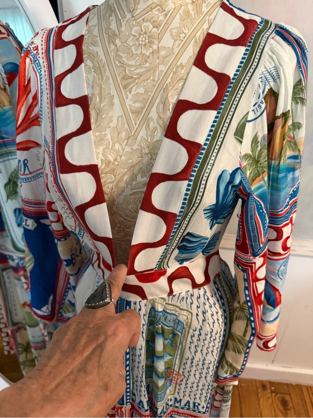 Farm Rio Bohemian Multi-Print Maxi Dress - Blue & White red - Picture 3 of 16